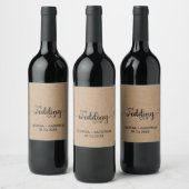 Einfache Imitate Kraft Calligraphy Wedding Weinetikett (Flaschen)