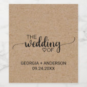 Einfache Imitate Kraft Calligraphy Wedding Weinetikett (Einzelnes Label)