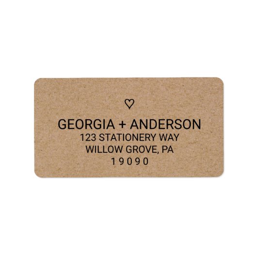 Einfache Imitate Kraft Heart Wedding Adressaufkleber (Vorne)