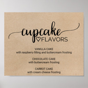 Einfache Imitate Kraft Kalligrafie Cupcake Aromen Poster