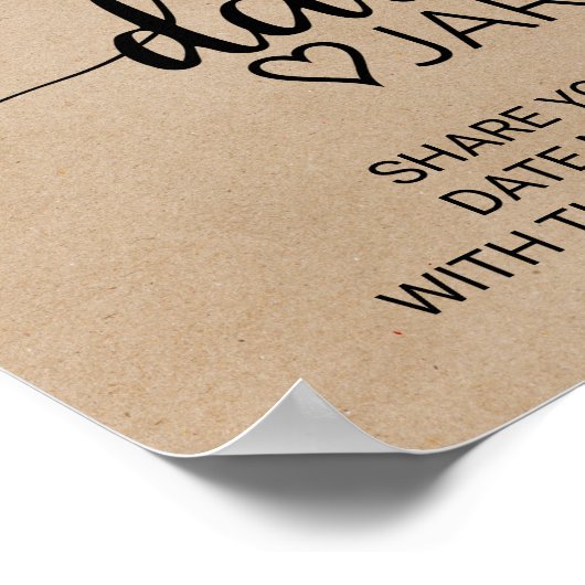 Einfache Imitate Kraft Kalligrafie Datum Jar Sign Poster (Ecke)