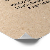 Einfache Imitate Kraft-Kalligrafie-Hochzeitsprogra Poster (Ecke)