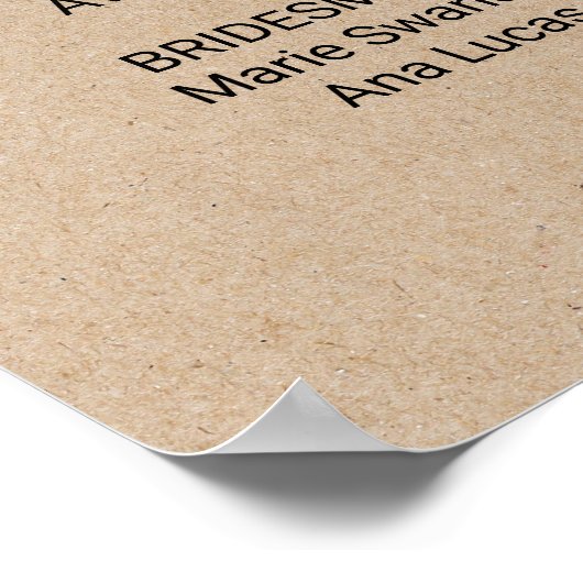 Einfache Imitate Kraft-Kalligrafie-Hochzeitsprogra Poster (Ecke)