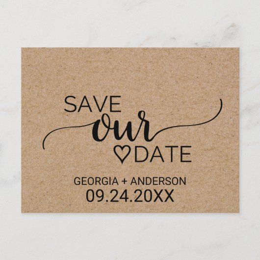 Einfache Imitate Kraft Kalligrafie Rettete Unser D Ankündigungspostkarte (Vorderseite)