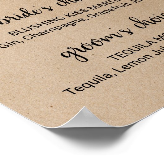 Einfache Imitate Kraft Signature Drinks unterzeich Poster (Ecke)