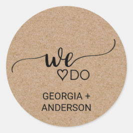 Einfache Imitate Kraft Wir tun Hochzeitsstimmung U Runder Aufkleber