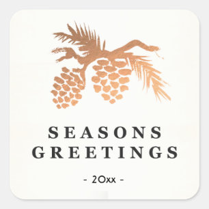 Einfache Imitate Rose Goldene Pinien Quadratischer Aufkleber