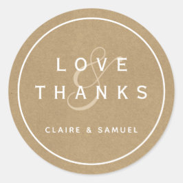 Einfache Imitate Rustic Kraft Hochzeit Vielen Dank Runder Aufkleber