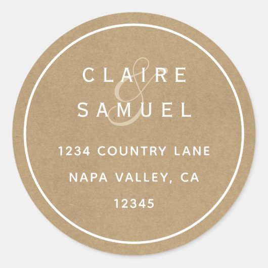 Einfache Imitate Rustic Kraft Hochzeitsstimmung Rü Runder Aufkleber (Vorderseite)
