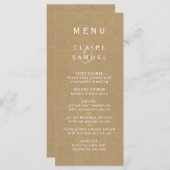 Einfache Imitate Rustikale Braun Kraft Hochzeit Menükarte (Vorne/Hinten)