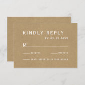 Einfache Imitate Rustikale Kraft Hochzeit RSVP Karte (Vorne/Hinten)