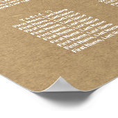 Einfache Imitate Rustikale Kraft Hochzeitsdiagramm Poster (Ecke)