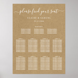 Einfache Imitate Rustikale Kraft Hochzeitsdiagramm Poster