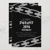 Einfache Imitate Silberketten Erwachsene Geburtsta Einladung (Vorne/Hinten)