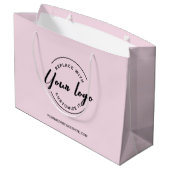 Einfache, individuell anpassbare Logos und Website Große Geschenktüte (Rückseite Schrägansicht)