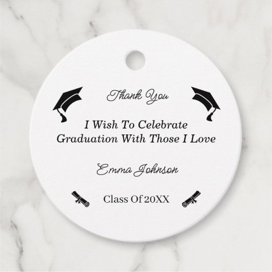 Einfache, individuell auf Schwarz und Weiß abgesti Geschenkanhänger (Vorderseite)