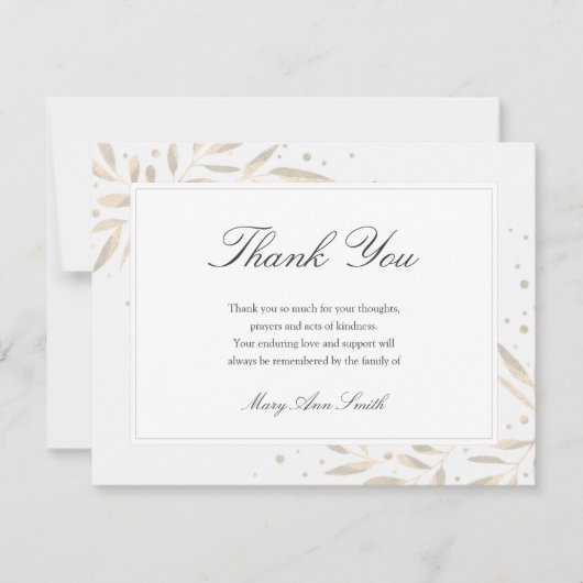 Einfache individuelle Beerdigung Dankeschön Note C (Vorderseite)