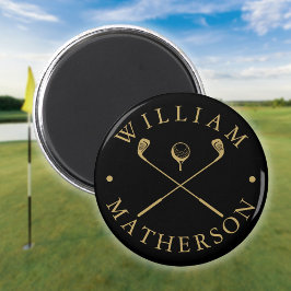 Einfache Individuelle Name Golfklubs Black and Gol Magnet