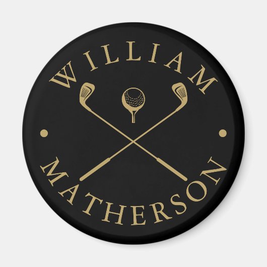 Einfache Individuelle Name Golfklubs Black and Gol Magnet (Vorne)