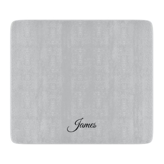 Einfache Individuelle Name Grau Cutting Board Schneidebrett (Vorderseite)