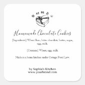 Einfache Inhaltsstoff-Label Herzschachtel Valentin Quadratischer Aufkleber (Vorderseite)