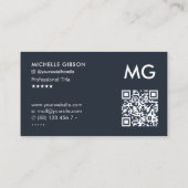 Einfache Initialen Berufliche dunkle blaue Kohle Visitenkarte (Rückseite)