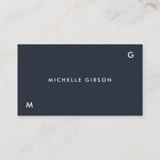 Einfache Initialen Berufliche dunkle blaue Kohle Visitenkarte (Vorderseite)