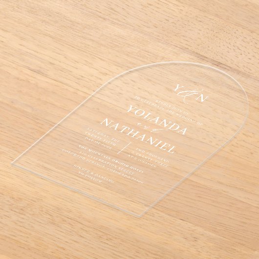 Einfache Initialen Elegante Calligrafy Arch Weddin Acryleinladungen (Ablage )