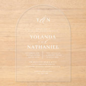 Einfache Initialen Elegante Calligrafy Arch Weddin Acryleinladungen (Vorderseite)