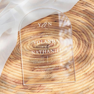 Einfache Initialen Elegante Calligrafy Arch Weddin Acryleinladungen