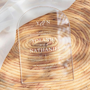Einfache Initialen Elegante Calligrafy Arch Weddin Acryleinladungen