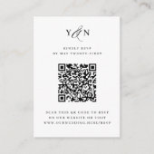 Einfache Initialen Elegantes Foto QR Code Hochzeit Begleitkarte (Vorderseite)