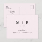 Einfache Initialen Swash Pink Wedding Speichern Si Postkarte (Vorne/Hinten)