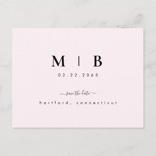 Einfache Initialen Swash Pink Wedding Speichern Si Postkarte (Vorderseite)
