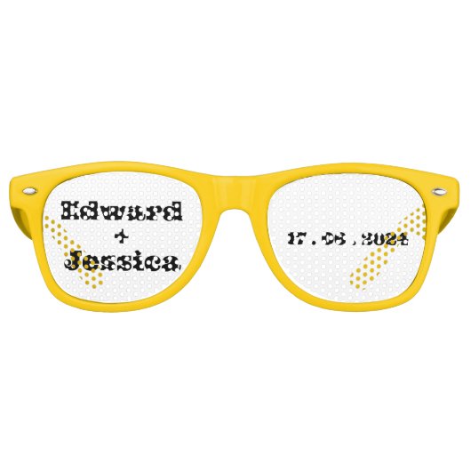 Einfache Initialen und Schwarz-weißes modernes Skr Partybrille (Vorderseite)