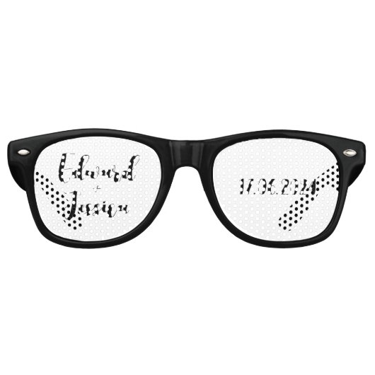 Einfache Initialen und Schwarz-weißes modernes Skr Partybrille (Vorderseite)