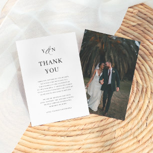 Einfache Initials Elegant Wedding Foto Vielen Dank Dankeskarte