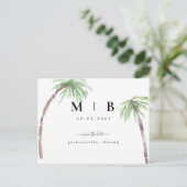 Einfache Initials Tropische Hochzeit speichern das Postkarte (Stehend Vorderseite)