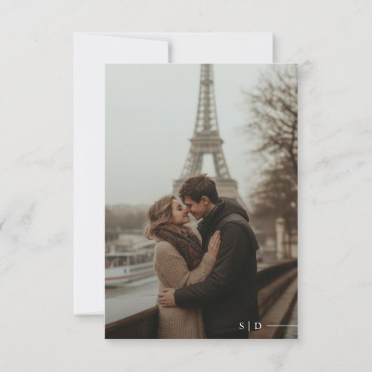 Einfache Inline-Gotik-Schriftart Romantisches Hoch Save The Date (Rückseite)