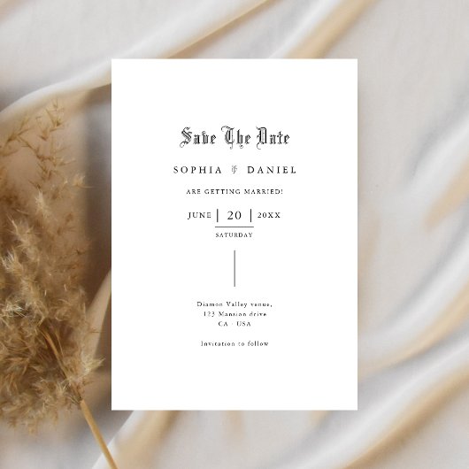 Einfache inline-gotische Schriftart Romantische Ho Save The Date