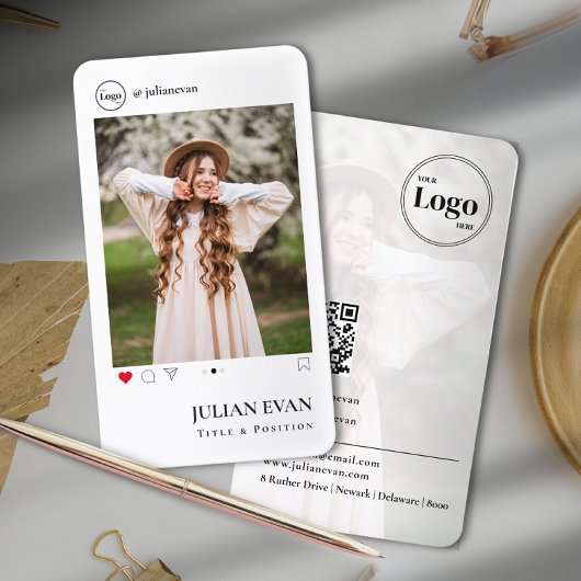 Einfache Instagramm Profil Foto Weiße Visitenkarte
