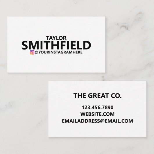 Einfache Instagramm Visitenkarte (Vorne/Hinten)