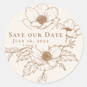 Einfache Ivory Gold Anemone Art Floral Rett unser Runder Aufkleber