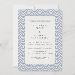 Einfache japanische Seigaiha Wave Pattern Wedding Einladung