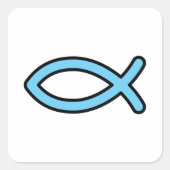 Einfache Jesus Fish Quadratischer Aufkleber (Vorderseite)