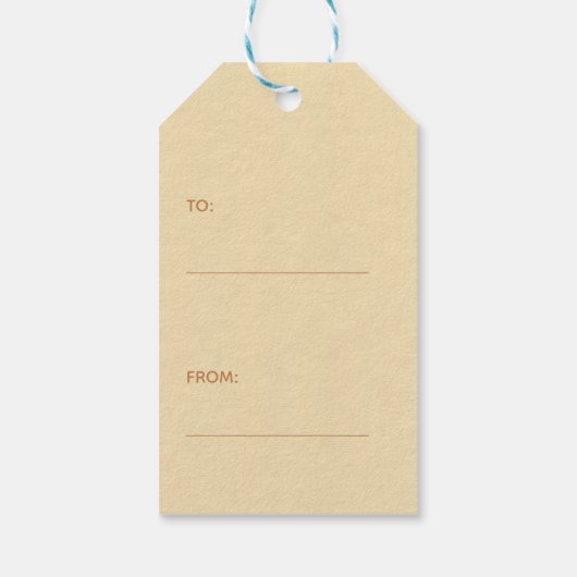 Einfache JOY Copper Metallic Minimalistisch Holida Geschenkanhänger (Rückseite)