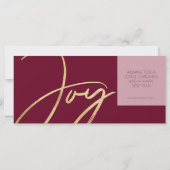 Einfache Joy Moderne Dusty Rose Foto Holiday Card (Rückseite)