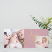 Einfache Joy Moderne Dusty Rose Foto Holiday Card (Stehend Vorderseite)