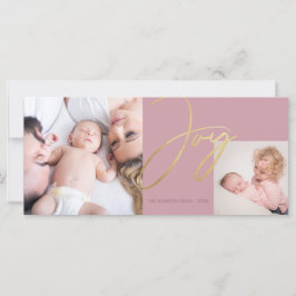 Einfache Joy Moderne Dusty Rose Foto Holiday Card