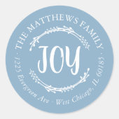 Einfache Joy Round-Rücksendeadresse Runder Aufkleber (Vorderseite)